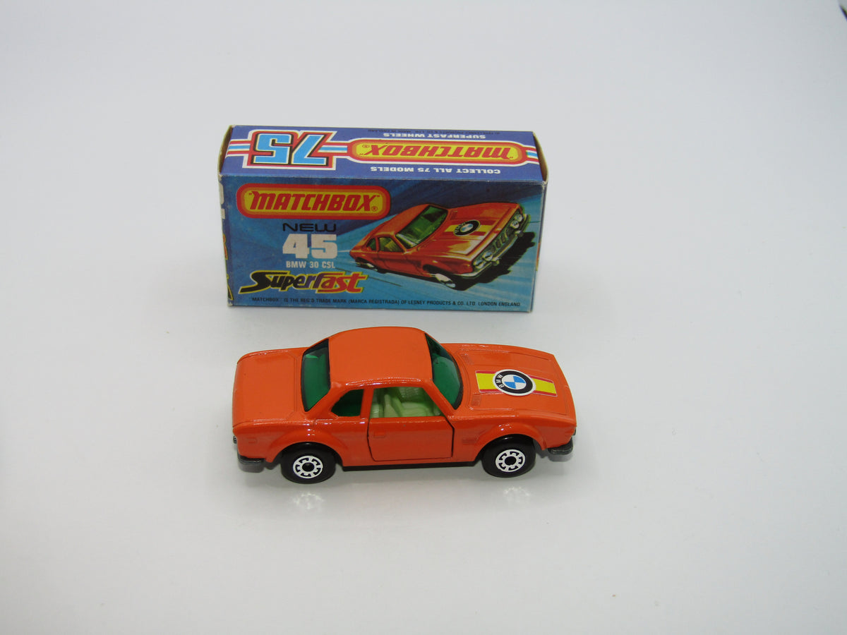 Matchbox Superfast 45B BMW 3.0 CSL DARK GREEN Win LIGHT Yellow Interior Rare