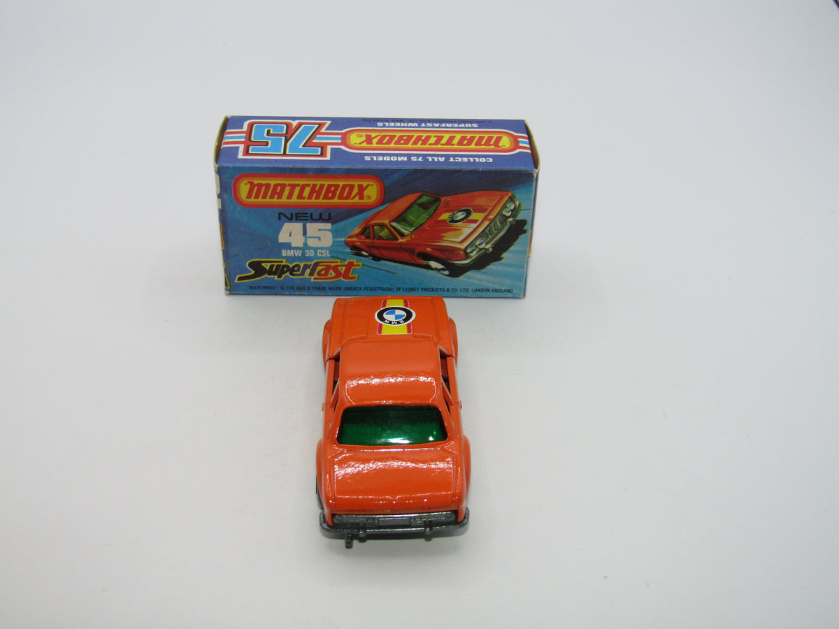 Matchbox Superfast 45B BMW 3.0 CSL DARK GREEN Win LIGHT Yellow Interior Rare