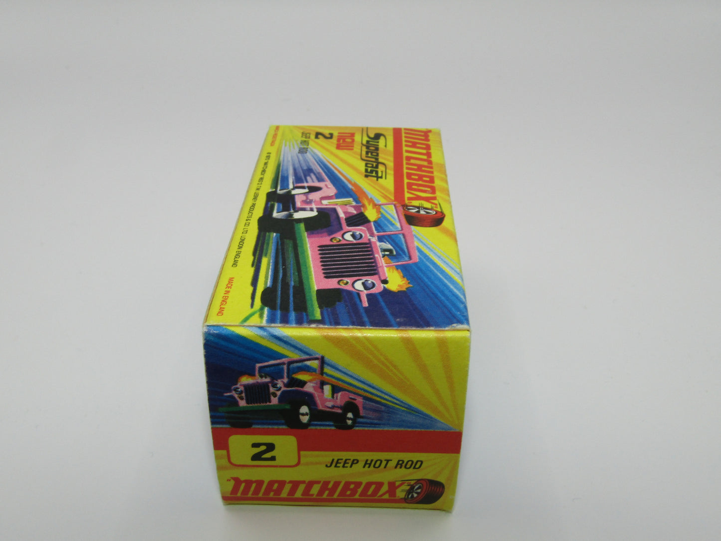 Matchbox Superfast 2B Jeep Hot Rod, Light PINK Dayglow Yellow Green Base 4 Spoke Wheels