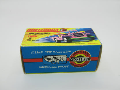 Matchbox Superfast 2B Jeep Hot Rod, Light PINK Dayglow Yellow Green Base 4 Spoke Wheels