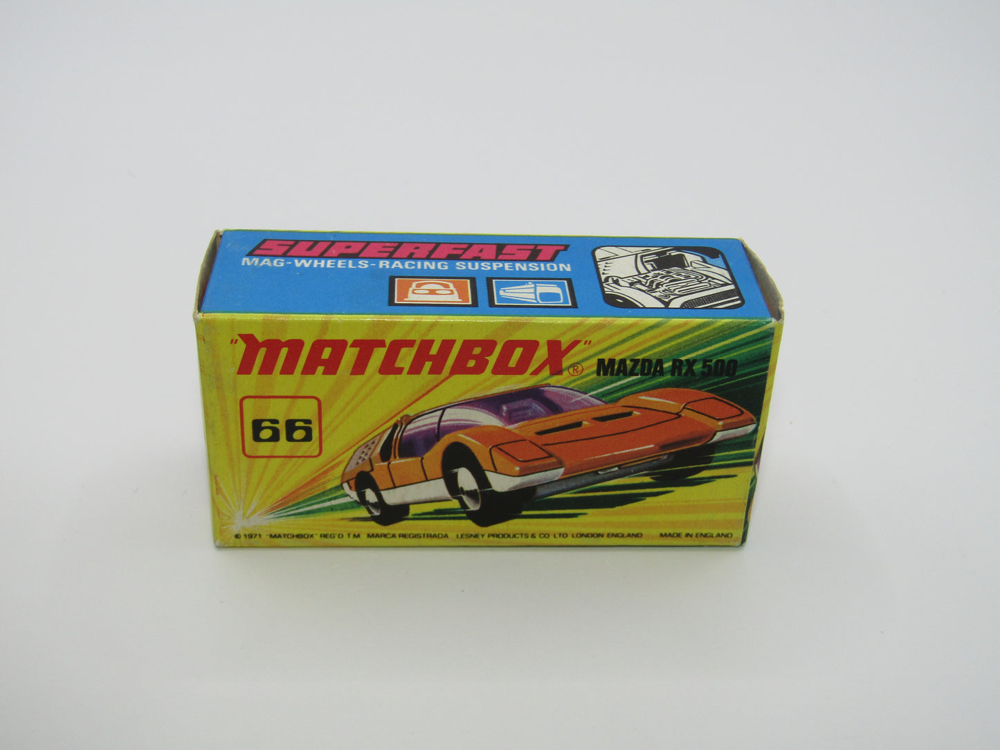 Matchbox Superfast 66B Mazda RX500 DARK Orange, White Base