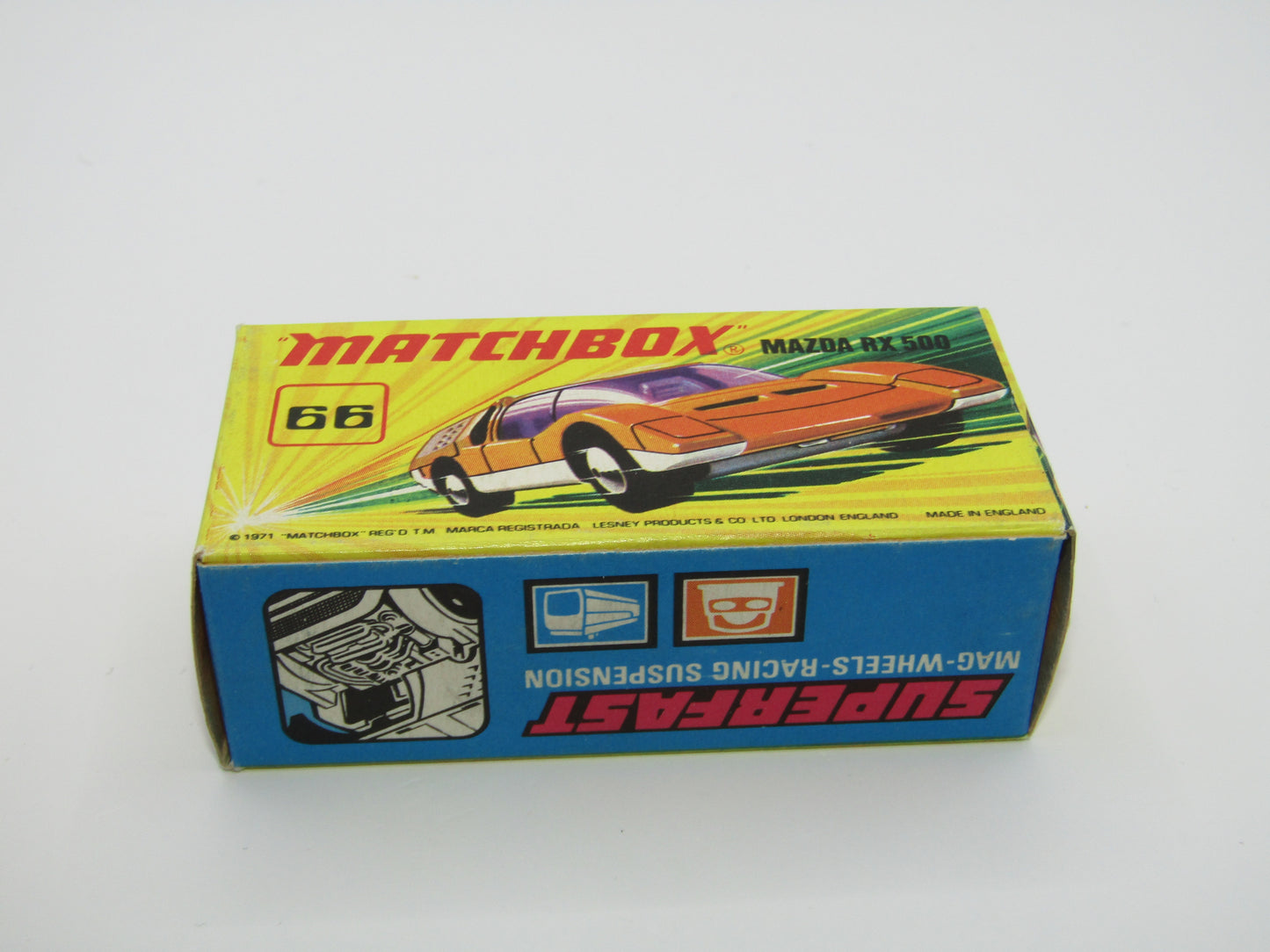 Matchbox Superfast 66B Mazda RX500 DARK Orange, White Base
