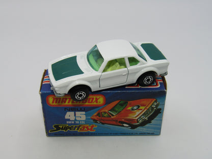 Matchbox Superfast 45B BMW 3.0 CSL PLAIN WHITE Green Tampo Very Rare