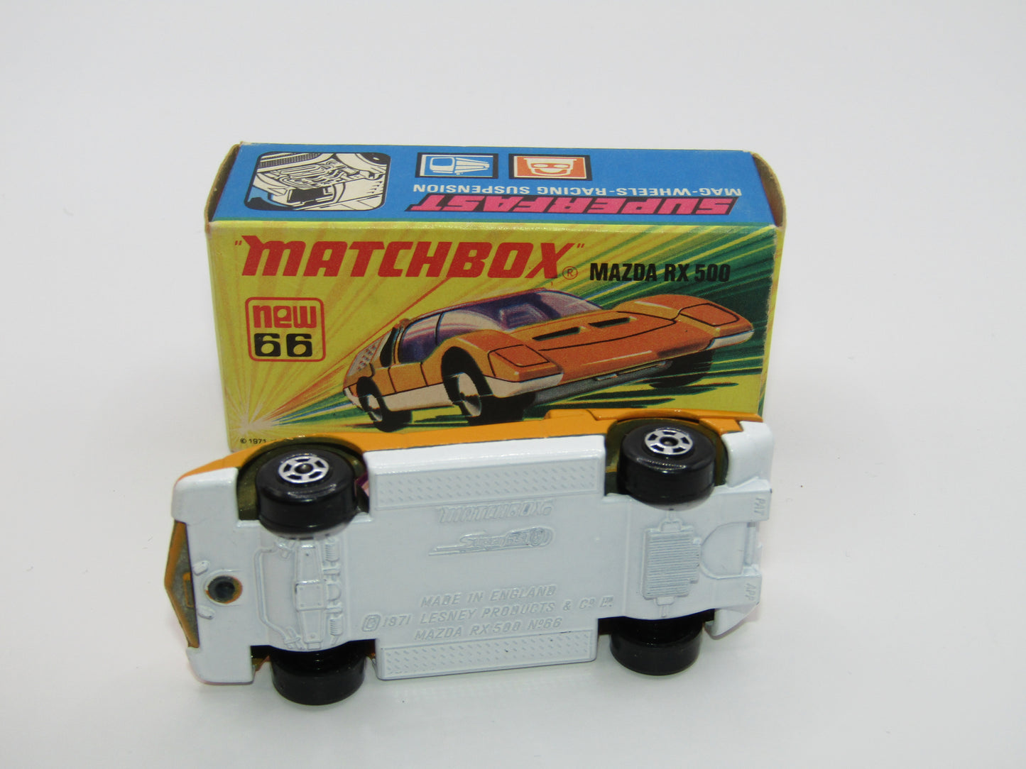 Matchbox Superfast 66B Mazda RX500 LIGHT Orange White Base