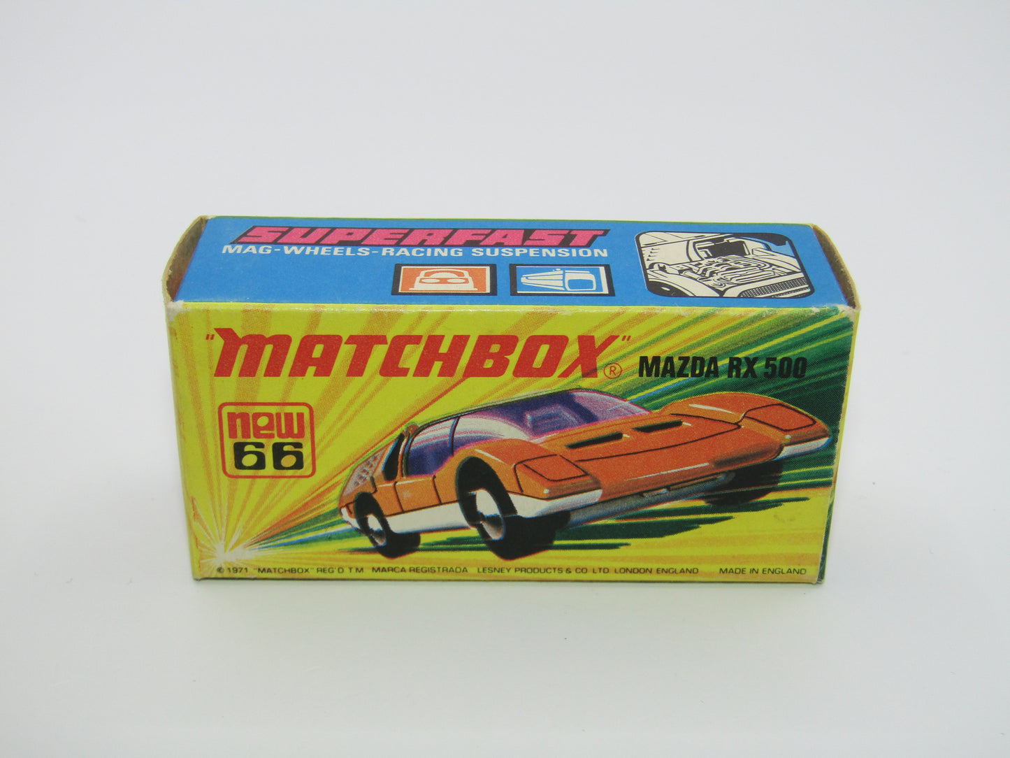 Matchbox Superfast 66B Mazda RX500 LIGHT Orange White Base