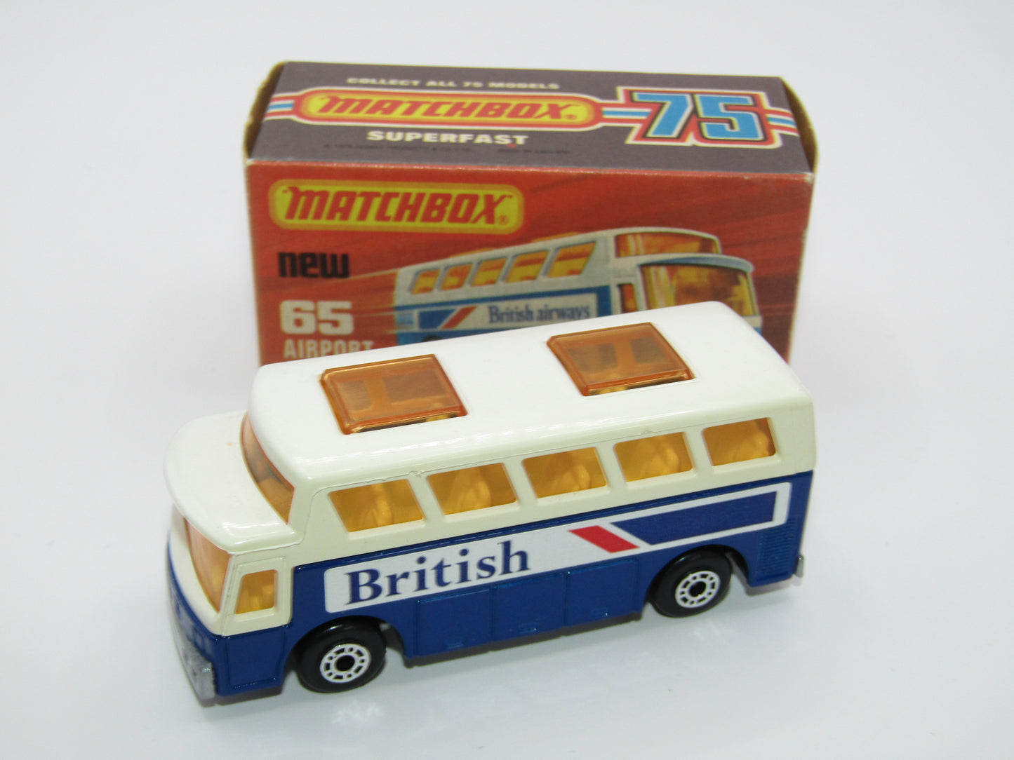 Matchbox Superfast 65B Airport Coach SOLID BLUE British Silver Base