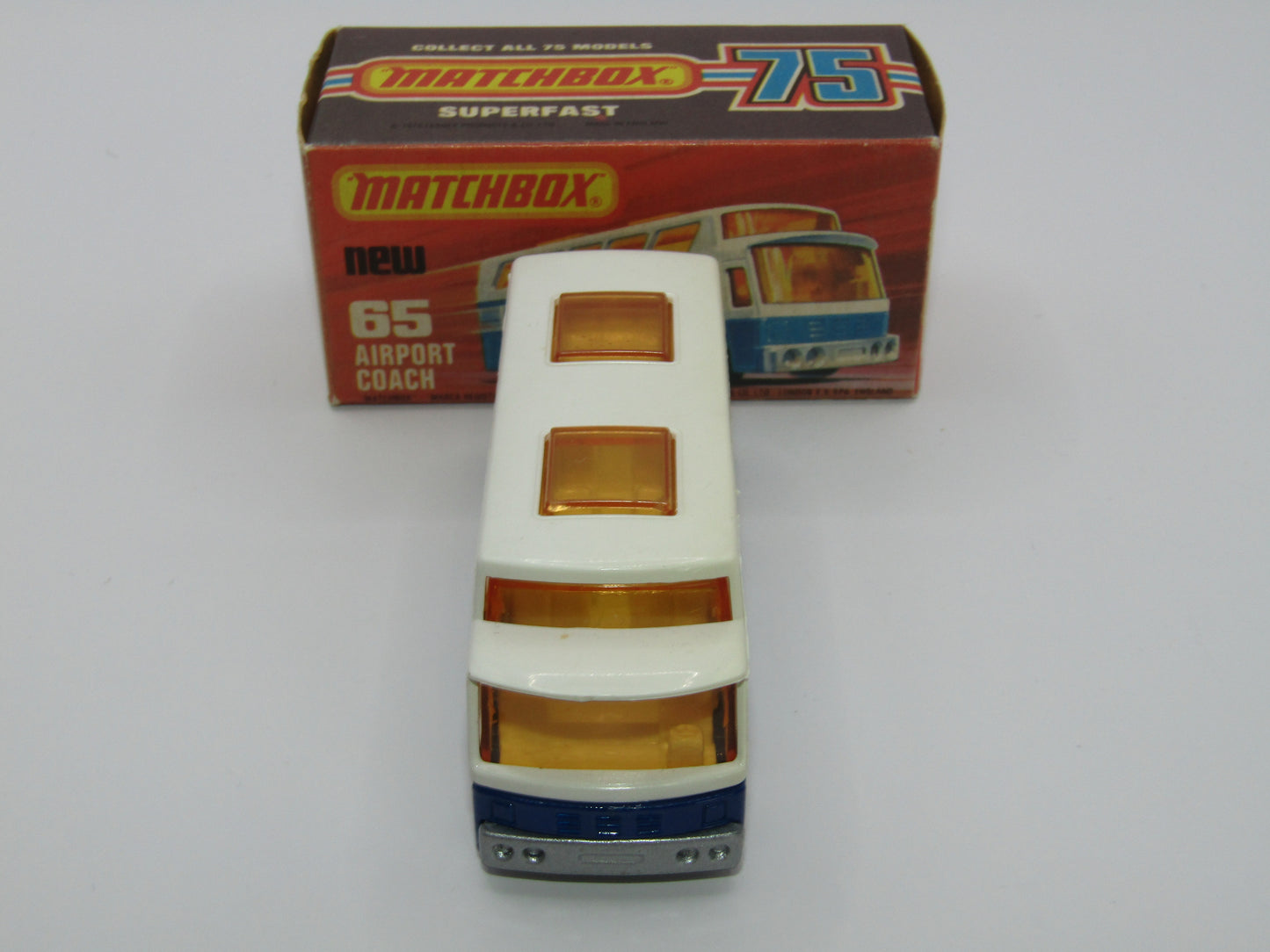Matchbox Superfast 65B Airport Coach SOLID BLUE British Silver Base
