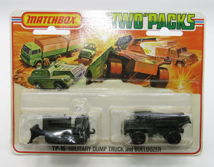 Matchbox Superfast Twin Pack TP-16 Case Bulldozer and Dump Truck OLIVE DRAB