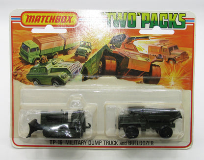 Matchbox Superfast Twin Pack TP-16 Case Bulldozer and Dump Truck OLIVE DRAB