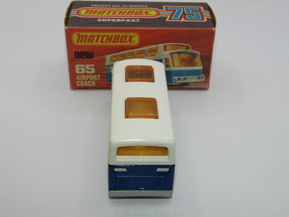 Matchbox Superfast 65B Airport Coach SOLID BLUE British Silver Base