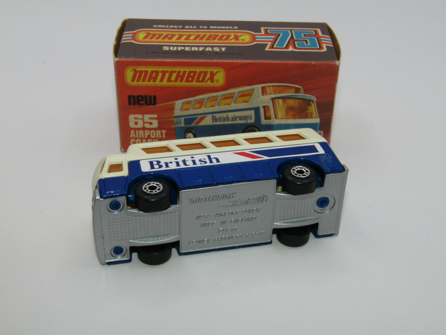 Matchbox Superfast 65B Airport Coach SOLID BLUE British Silver Base