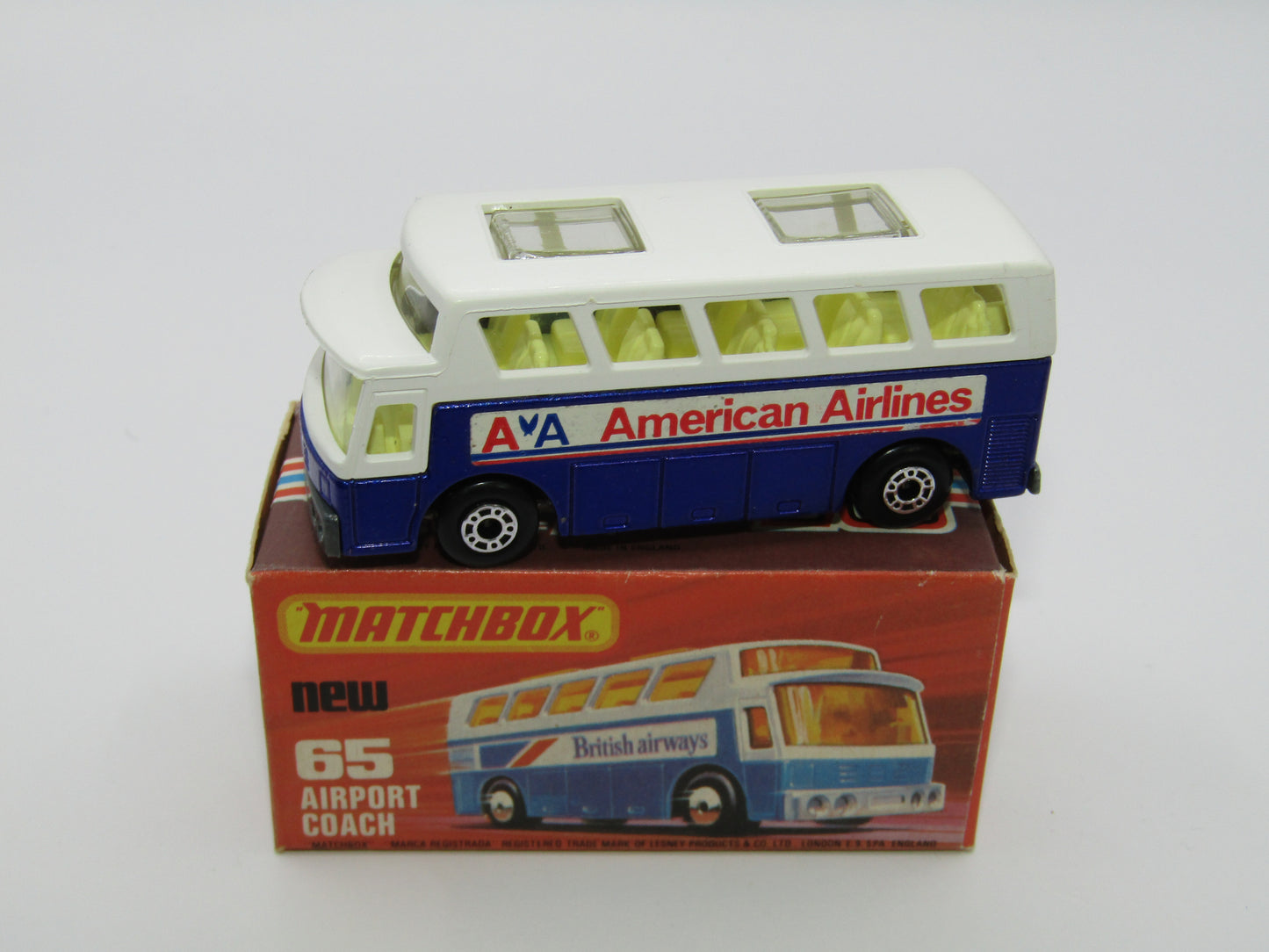 Matchbox Superfast 65B Airport Coach American Airline CLEAR Windows
