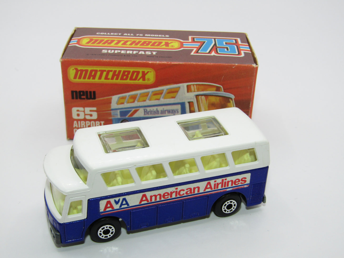 Matchbox Superfast 65B Airport Coach American Airline CLEAR Windows