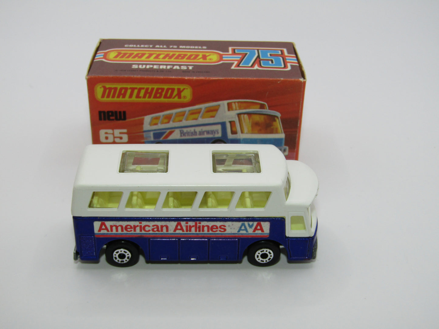 Matchbox Superfast 65B Airport Coach American Airline CLEAR Windows