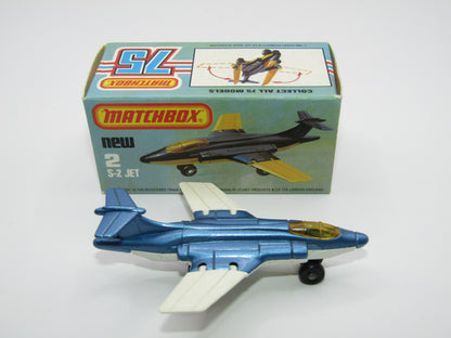 Matchbox Superfast 2D S2 Jet Metallic Blue & White Plain Wings AMBER Windows