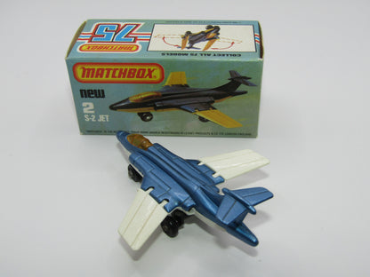 Matchbox Superfast 2D S2 Jet Metallic Blue & White Plain Wings AMBER Windows