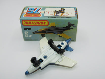 Matchbox Superfast 2D S2 Jet Metallic Blue & White Plain Wings AMBER Windows