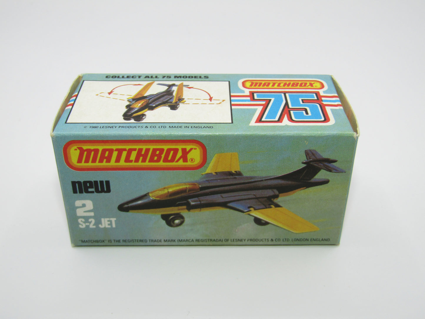 Matchbox Superfast 2D S2 Jet Metallic Blue & White Plain Wings AMBER Windows