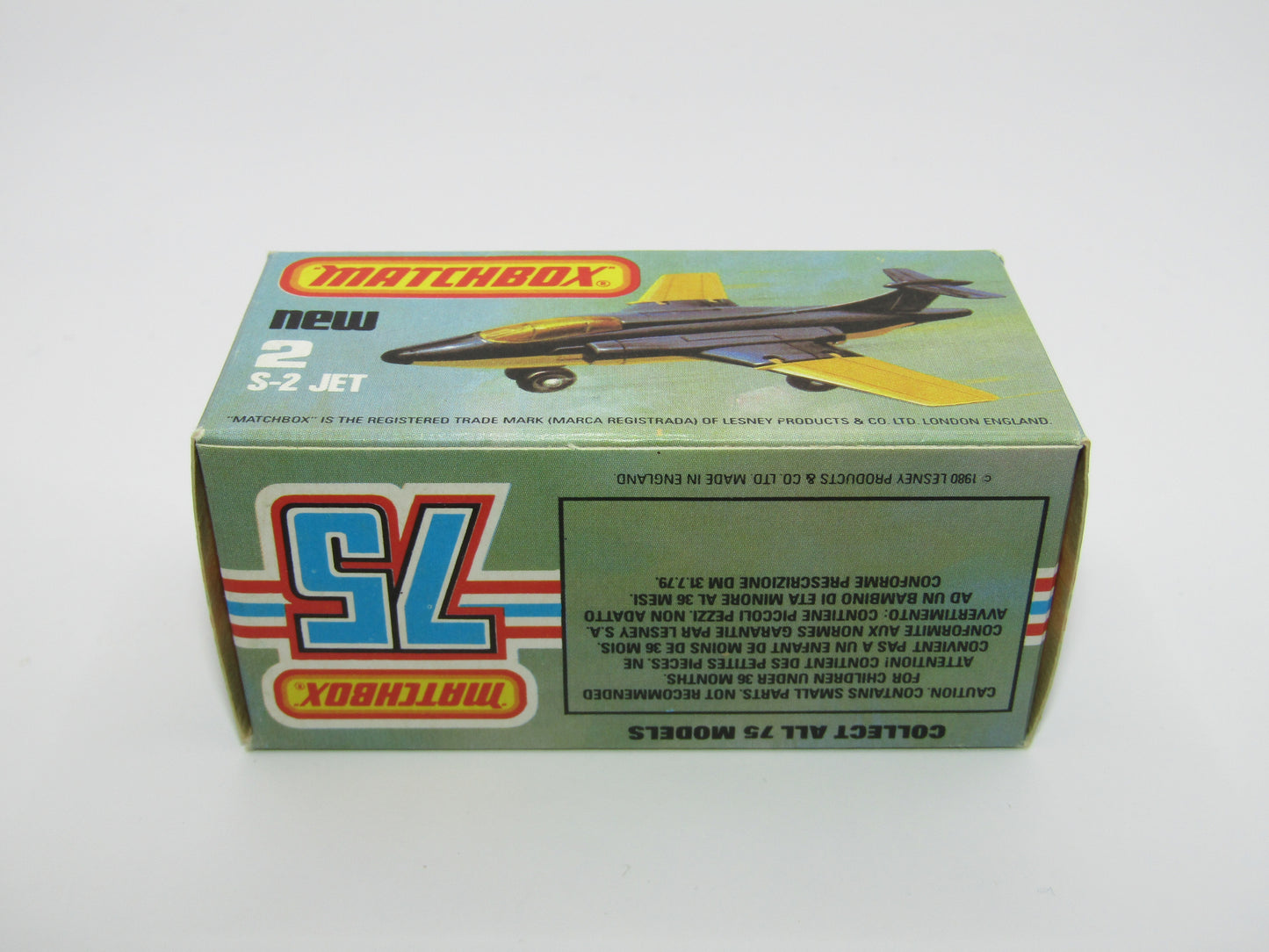 Matchbox Superfast 2D S2 Jet Metallic Blue & White Plain Wings AMBER Windows