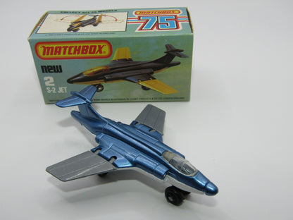 Matchbox Superfast 2D S2 Jet Metallic Blue & Grey PLAIN wings No Tampo