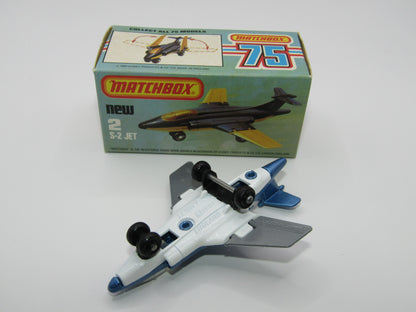 Matchbox Superfast 2D S2 Jet Metallic Blue & Grey PLAIN wings No Tampo