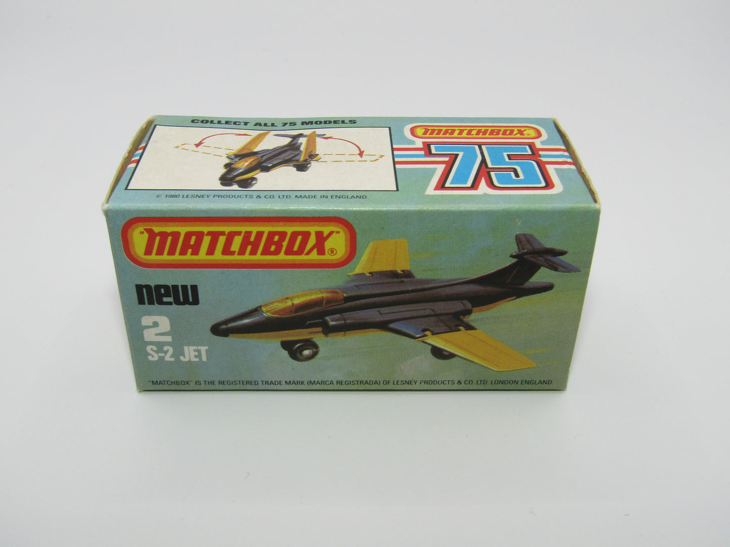 Matchbox Superfast 2D S2 Jet Metallic Blue & Grey PLAIN wings No Tampo