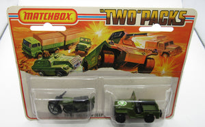 Matchbox Superfast Twin Pack TP-11 Hondarora and Jeep with Bright Green Star