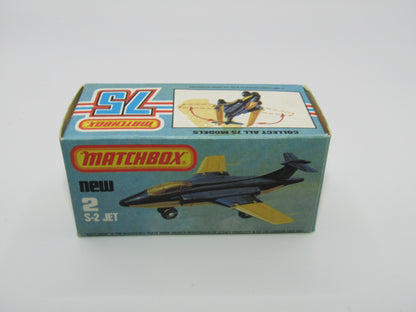 Matchbox Superfast 2D S2 Jet Metallic Blue & White PLAIN wings No Tampo