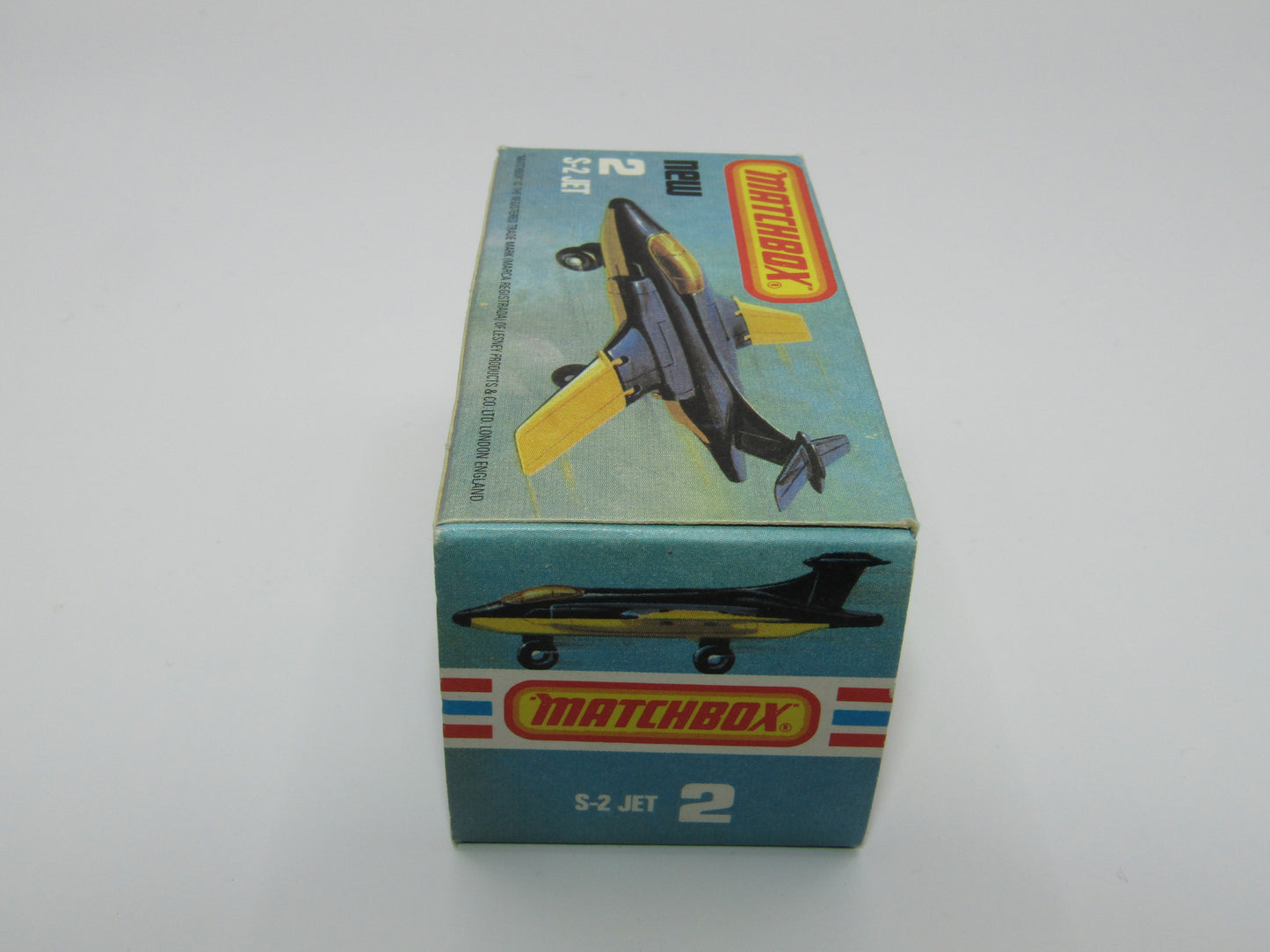 Matchbox Superfast 2D S2 Jet Metallic Blue & White PLAIN wings No Tampo
