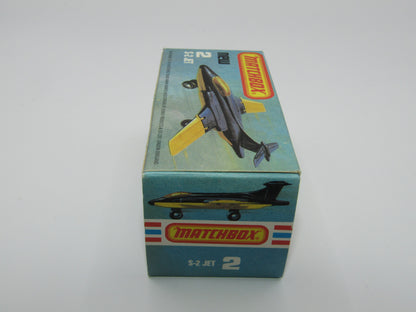 Matchbox Superfast 2D S2 Jet Metallic Blue & White PLAIN wings No Tampo