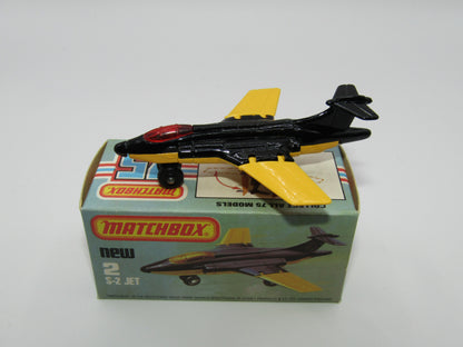 Matchbox Superfast 2D S2 Jet Black & Yellow RED Window