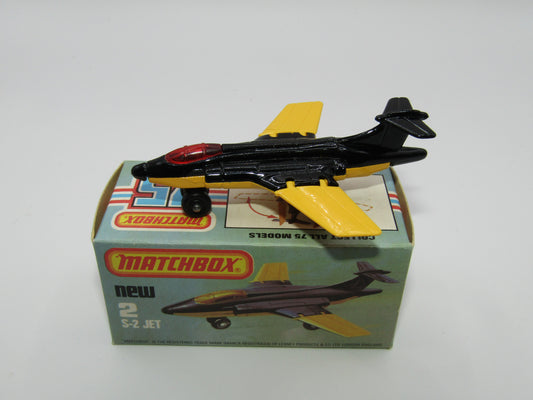 Matchbox Superfast 2D S2 Jet Black & Yellow RED Window