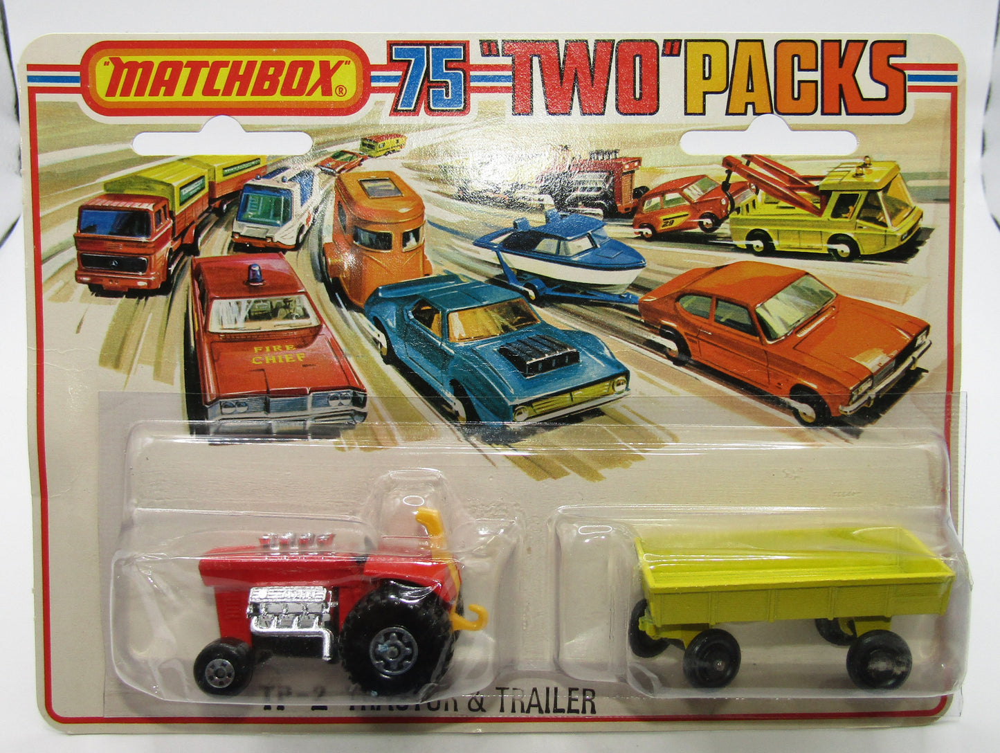 Matchbox Superfast Twin Pack TP-2 Tractor & Trailer Red 5 SPOKE Front Wheels
