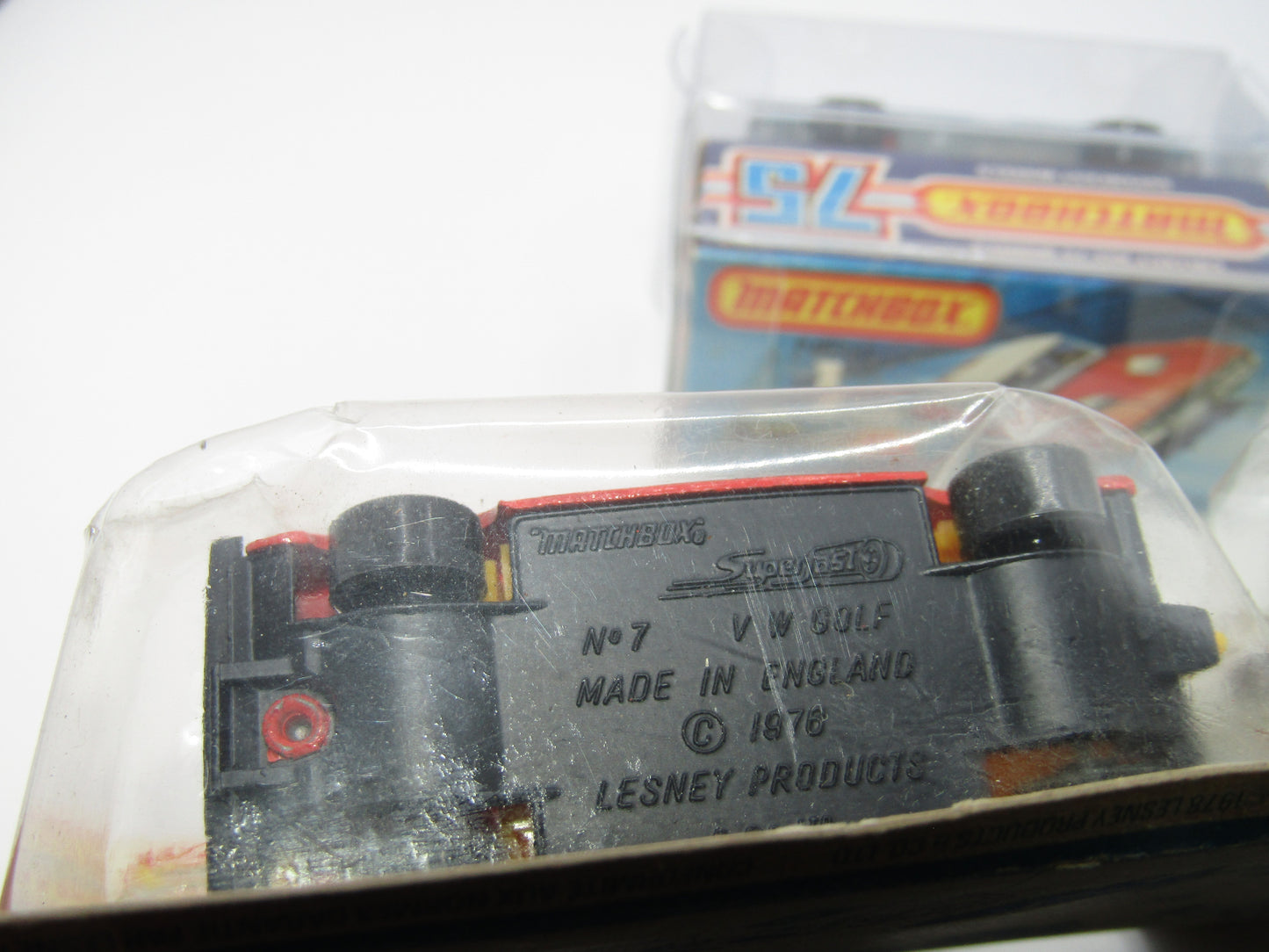 Matchbox Superfast Twin Pack TP-18 VW Golf Red CLEAR Windows YELLOW Interior