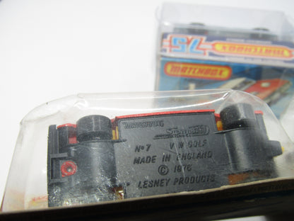 Matchbox Superfast Twin Pack TP-18 VW Golf Red CLEAR Windows YELLOW Interior