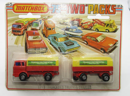 Matchbox Superfast Twin Pack TP-1 Mercedes Truck & Trailer Light Yellow Canopy