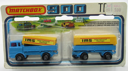 Matchbox Superfast Twin Pack TP-1 Mercedes Truck & Trailer BLUE - PURPLE Windows