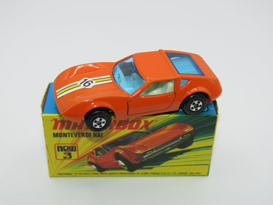Matchbox Superfast 3B Monteverdi Hai Dark Orange "16" Label, Unpainted Base