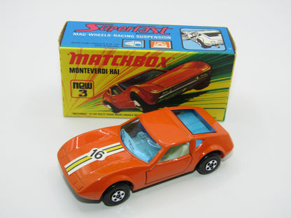 Matchbox Superfast 3B Monteverdi Hai Dark Orange "16" Label, Unpainted Base