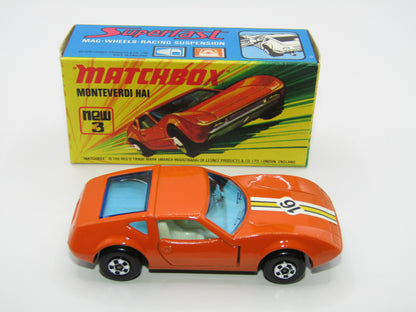 Matchbox Superfast 3B Monteverdi Hai Dark Orange "16" Label, Unpainted Base