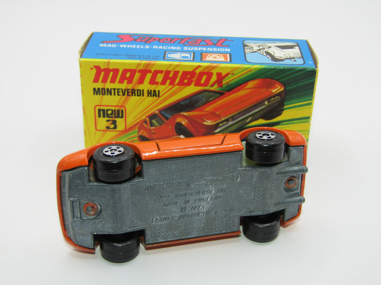 Matchbox Superfast 3B Monteverdi Hai Dark Orange "16" Label, Unpainted Base