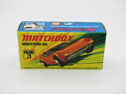Matchbox Superfast 3B Monteverdi Hai Dark Orange "16" Label, Unpainted Base