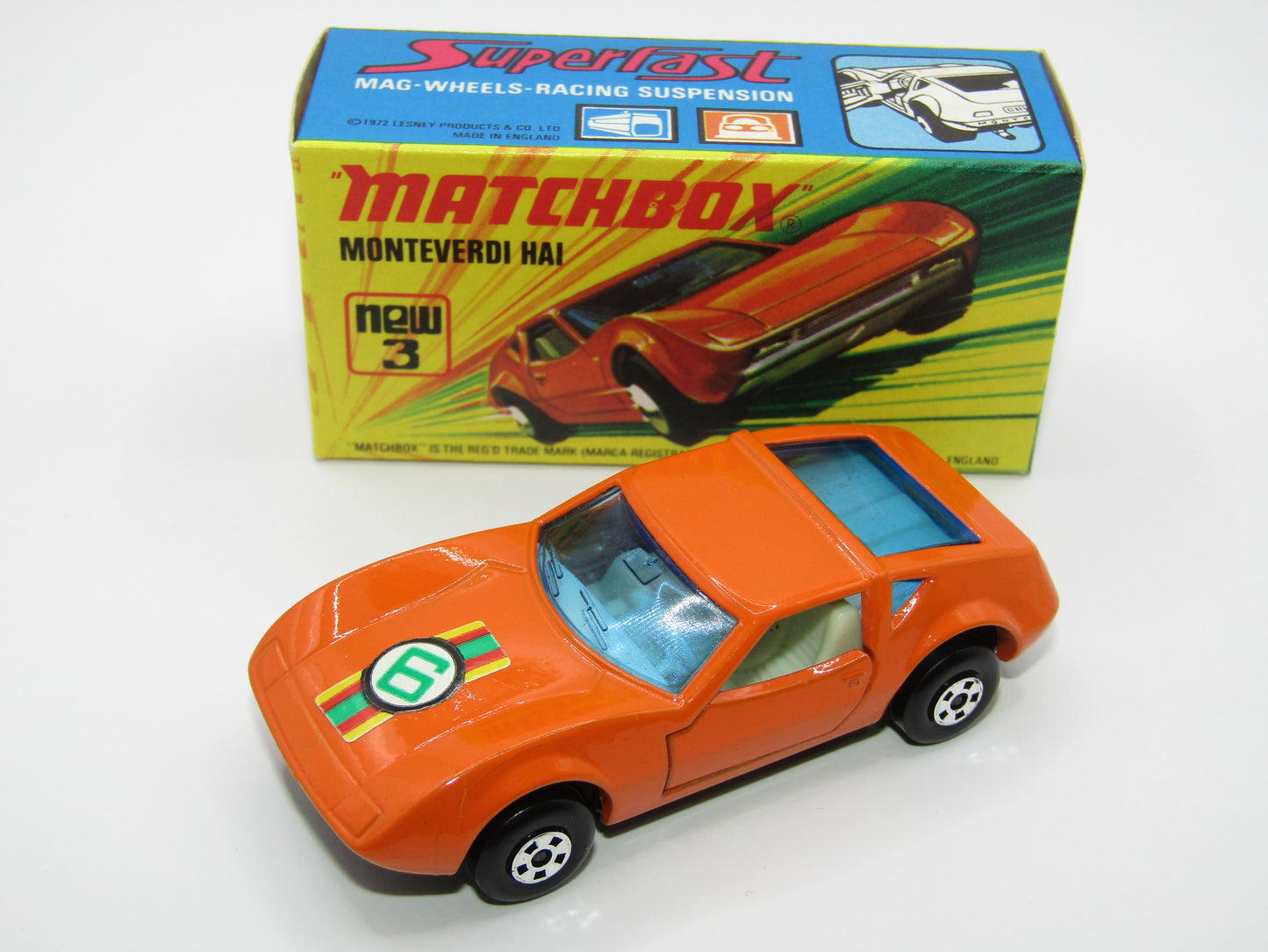 Matchbox Superfast 3B Monteverdi Hai Dark Orange "6" Label Black Base