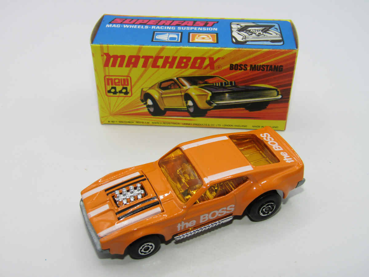 Matchbox Superfast 44B Boss Mustang Pre-Pro Colour Trial PEACHY Orange RARE