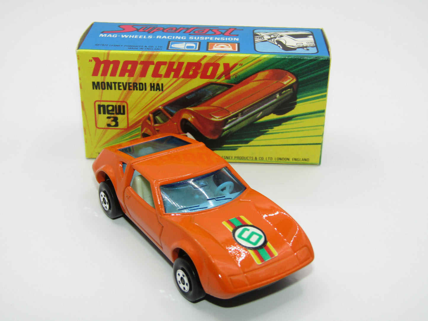 Matchbox Superfast 3B Monteverdi Hai Dark Orange "6" Label Black Base