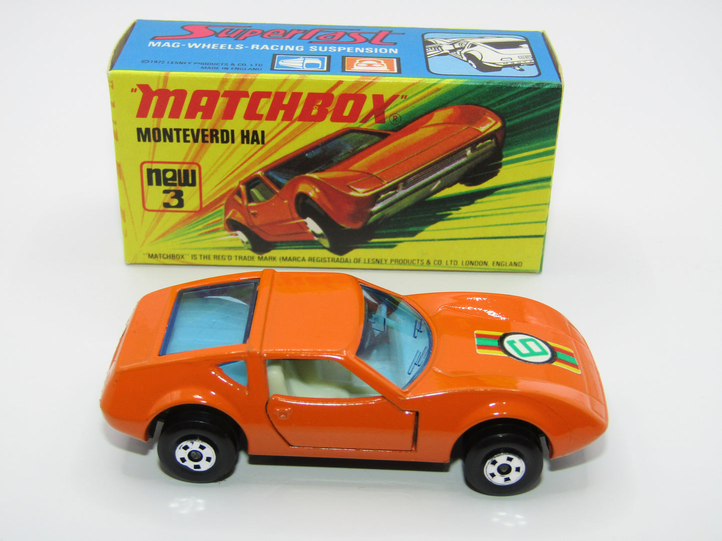 Matchbox Superfast 3B Monteverdi Hai Dark Orange "6" Label Black Base
