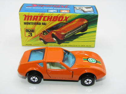 Matchbox Superfast 3B Monteverdi Hai Dark Orange "6" Label Black Base