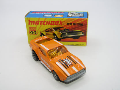 Matchbox Superfast 44B Boss Mustang Pre-Pro Colour Trial PEACHY Orange RARE