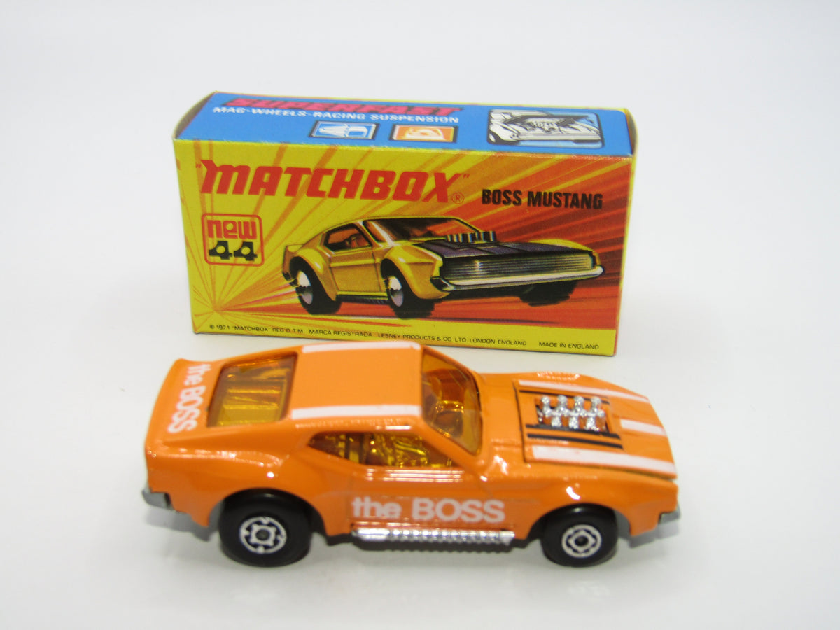 Matchbox Superfast 44B Boss Mustang Pre-Pro Colour Trial PEACHY Orange RARE