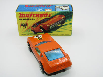 Matchbox Superfast 3B Monteverdi Hai Orange "3" Label BLACK Base